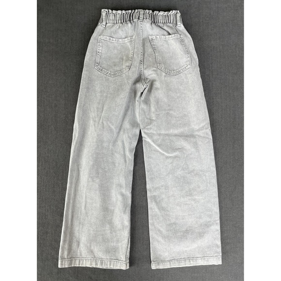 H&M Wide Leg Jeans Girls Size 10 Gray Elastic Waist Casual Denim Baggy Pants - Picture 3 of 6